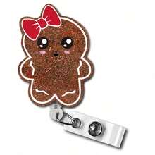 1 Christmas Snowman, Reindeer, Snowflake Retractable Badge Clip, With Metal Clip Scroll ID Card Badge Hanging Rope Tag Keychain Card, Suitable For Office, Student, Christmas Decoration Party Gifts, Christmas