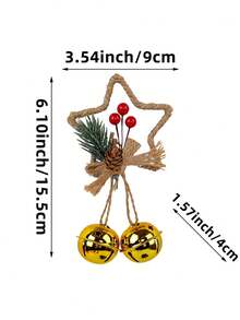 1 peça de sino festivo de Natal em formato de estrela de cinco pontas - Metal e Plástico, ideal para enfeites de árvore, sinos de laço, vitrines e decorações de Natal, decoração de quartos, decoração de casa, decoração de escritórios, decoração de festas temáticas, decoração de Natal, decorações de Natal, decorações de inverno, presentes de Natal para casa, decoração de Natal - Multicolorido - Ver 8