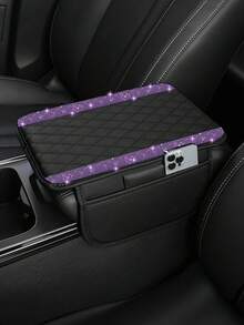 1 pieza Funda universal para reposabrazos de coche con diamantes brillantes - Protector de consola central de cuero con 2 bolsillos de almacenamiento, se adapta a la mayoría de vehículos - Estilo A - Ver 13