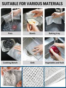 1/3/5/10pcs Magic Cleaning Cloth Thickened Double -Sided Metal Steel Wire Rags Kitchen Dish Pot Washdishing Cloths Towel Clean Tools,Metal Wire Cloth - Double-Sided Reusable Cleaning Cloth, Suitable For Tableware, Cookware, Kitchen And Bathroom Sinks, And Commercial Cleaning.