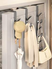 3 cái/1 cái Móc cửa dễ lắp đặt - Giá treo áo khoác bằng kim loại chắc chắn để treo quần áo, mũ và túi xách - Thiết kế tiết kiệm không gian, thích hợp cho phòng ngủ, ký túc xá và tủ - Xám - Xem 4
