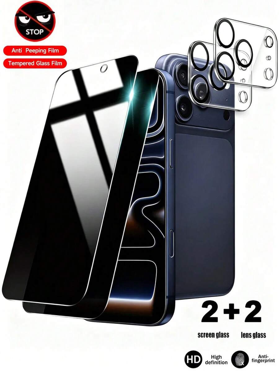 2 + 2 Packs Privacy Screen Protector With Camera Lens Protector ...