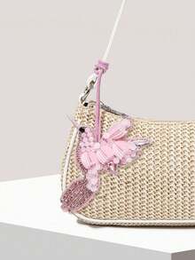 简约时尚度假包包挂件，撞色串珠仿真椰子树挂件，精致迷你极具魅力的装饰，小众设计感的日常百搭挂件，适合海边度假日常包包服饰搭配 - 粉色 - 查看 3