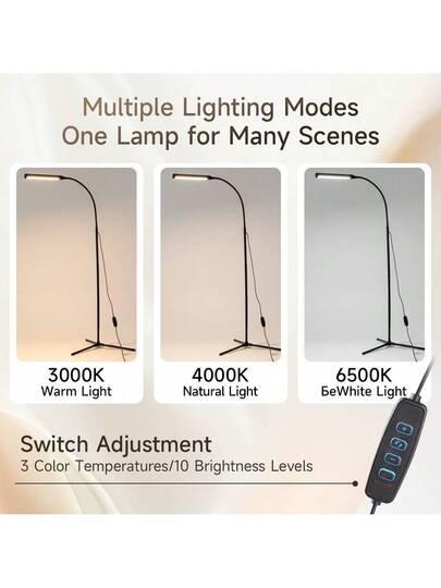 Eye Caring LED Vloer Lamp, USB Port, Bedroom Bedside Reading, Dimmable, St ing Moderne Minimalist Adjustable Lamp Living Room, Bedroom, Study, Creative Dimming Adjustment, Wand Lighting, Study/Reading Corner, Balcony/Leisure Photographer/Blogger, Rental Apartment/Small Space, Hotel/Homestay view 3