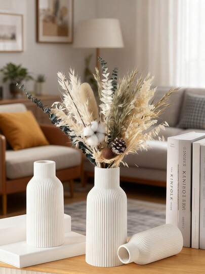 Wit Ceramic Vase, Minimalist Moderne Home Dining Tafel Grass Bookshelf, Porch Centerpiece, Wooden Bohemian Flower Vase/Pot ative Accessories, Living Rooms Bedrooms, Central ation, Mother's Day s, Graduation Wedding ations Room Glass Vase view 6