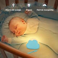 Luz de noche para niños, lampara de noche recargables, night light LED portátil regulable, luz nocturna para dormitorios de niñas y niños, Grandes opciones de regalo para niños y bebés, rosa - Azul - Ver 3