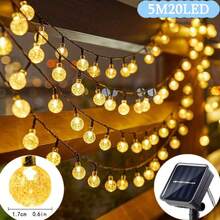 2025 Latest 20/50/100 LED Solar Powered Outdoor Crystal Ball Lights, 8 Modes Solar Fairy Lights, Bubble Ball Fairy Lights, Christmas Decor, Villa Garden New Year String Lights, Summer & Autumn - Universal