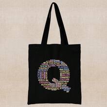 Grand sac fourre-tout à capacité élevée pour le travail, les déplacements, sac de transport avec motif lettre, sac en canevas, sac d'épaule pour les livres de l'université, sac de courses léger