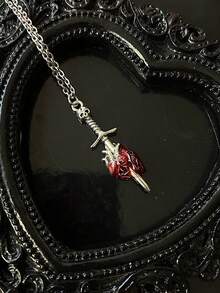 Set de 5 collares con colgantes de estilo gótico, punk y vintage Y2K que incluyen murciélago, gema, cruz, ataúd, flecha y corazón, ajustables, para fiestas y reuniones