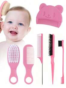 6/3/2/1pc Baby Hairbrush Set, Suitable For All Hair Types, Durable ABS Handle, Newborn Head Care Hairbrush Set For Hair Styling