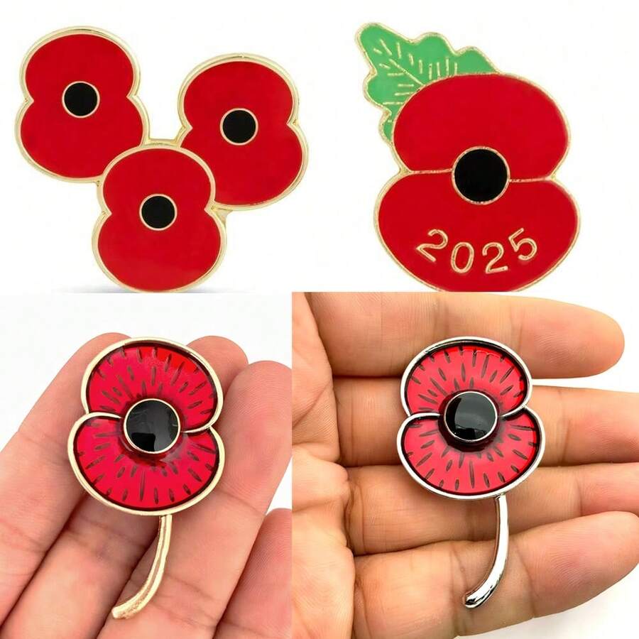 Lest We Forget 2025 Poppy Lapel Pin Brooch UK Remembrace Day Badge Jewelry Costume Accessories Bag Charms Office Accessories