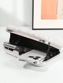 1pc Elegant & Romantic Faux Pearl Wedding/Evening Clutch Bag, Bridal Party Purse, Prom Handbag With Chain - Beige - View 5