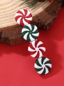 1pc/4pcs Women's Fashion Elegant Christmas Candy Decor Colorful Christmas Candy Pinwheel Lollipop Red White Green Black Red Hairclips, Suitable For Christmas Party Decoration And Wear, Hair Slide, Hair Barrettes
