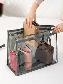 1pc Transparent Hanging Handbag Storage Bag - Waterproof Dustproof Bag, Suitable For Wardrobe Storage And Organization Of Designer Bags, Transparent Anti-Moth Anti-Humidity, Space Saving! (Display Prop Not For .) - Multicolor - View 4