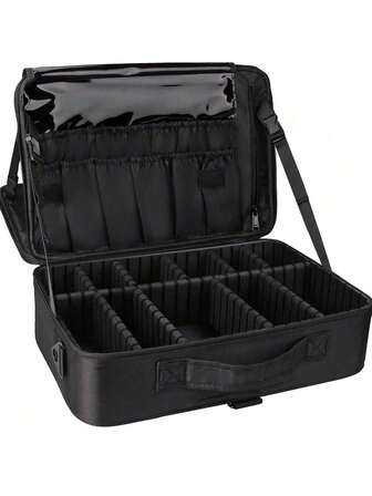 1 pezzo Custodia da viaggio per trucco portatile e professionale, organizer per cosmetici con divisori regolabili personalizzabili, per conservare in modo pennelli da trucco, cosmetici, articoli da toeletta, gioielli e accessori digitali, ideale per truccatori professionisti, viaggiatori, studenti e organizzazione domestica quotidiana, regalo perfetto per San Valentino, Festa della Mamma, Natale e compleanni, custodia, regalo per donne, pochette/piccola borsa a mano, organizer per trucco, porta pennelli, mini pochette, borsa di grande capacità, regali per donne, regali di Natale, idee regalo per donne