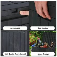 Outdoor Storage Box For The Courtyard, 31-Gallon Large-Capacity Waterproof And Sun-Resistant Resin Storage Container, Suitable For Both Indoor And Outdoor Use - Black - View 4