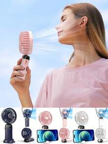 Nouveau mini ventilateur portable USB à affichage numérique silencieux pour bureau d'étudiant, rechargeable pour utilisation en extérieur. Ventilateur électrique mini pliable et portatif avec diffuseur d'aromathérapie, à piles avec écran LED, 800 mAh, 3-en-1 : à main, à suspendre au cou, de bureau, pliable à 90° avec support de base, 5 vitesses réglables, ventilateur de cou portable pour étudiant et extérieur, convient pour le bureau, la chambre, le camping, les voyages ou le ventilateur de bureau portable