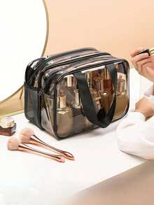 Storage Bag Makeup Travel Bag Make Up Brush Bag Toiletry Bag Transparent Makeup Bag Made Of PVC Material, Hand-Held Toiletry Bag, Cosmetic Storage Bag, Beach Bag, Essential For Traveling Makeup Travel Toiletry Organizer Clear Essentials Gifts Storage Zipper Accessories Nail