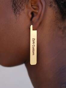 1 Pair Elegant Gold Cross Earrings, Stud Symbol Earrings, Gold Iconic Earrings, Everyday Jewelry, Original Design Earrings, Customized Jewelry For Opposite Designs, Personalized Name Customization Earrings, Opposite Styles, Rectangular, Abstract Design Styles.