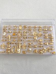 20/14/6 Stück Vintage, eleganter Blumen, geometrischer, Schleife, Herz, Perlen, Strass, glänzender, geometrischer, asymmetrischer, Falten, Kreuz, geflochtener, Harz, mehrschichtiger, quadratischer, runder, Cut Out Design übertriebener breiter Chunky Ring Set, Mode, minimalistisch, anmutig, zart, Retro Stil, geeignet für Feiertage, Partys, Dates, Geschenke, täglichen Gebrauch - Goldgelb - Übersicht 6