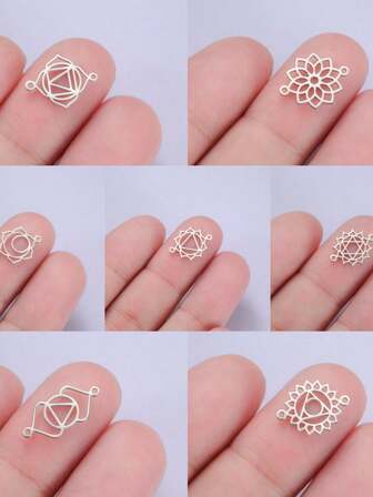 AMAXER 1 pieza Colgante de 7 elementos de símbolos de yoga de acero inoxidable, adecuado para hacer joyas DIY, pulseras, collares, regalos