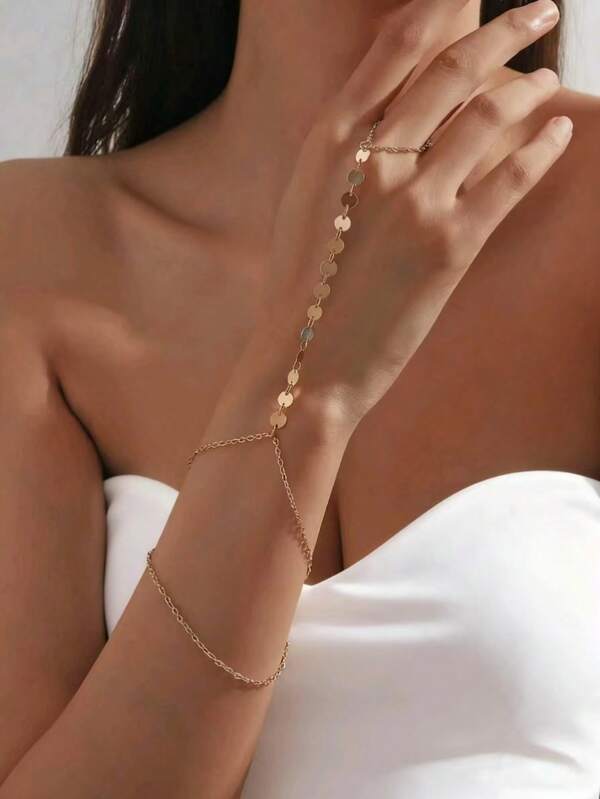 1 bracelet de doigt décoratif circulaire de style chaîne, simple et , convenant pour le port quotidien des femmes, les cadeaux de vacances, les fêtes et les rassemblements