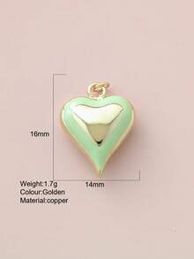 1pc Cute Heart-Shaped Copper Pendant, Handmade DIY For Necklace, Bracelet, Earrings, Suitable As Christmas Gift