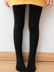 加厚保暖儿童/女童黑色打底裤，纯色保暖内衬紧身裤，高腰弹力修身加厚冬季保暖裤