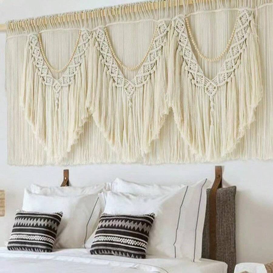 JIAWRI IOWER Macrame Wall Decor 75 W X 35 L Extra Large Macrame Wall Hanging Craftsmanship Boho Wall Decor Zhang - 米色 - 查看 1