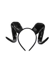 恶魔角头饰角色扮演头饰哥特式动物羊魔鬼角头饰万圣节狂欢派对服装道具 - 彩色 - 查看 12