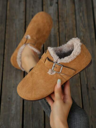 Neue Maillard Metall Schnallen Design thermisch gefütterte dicke weiche Sohle Schneestiefel für Damen, Winter, Flach