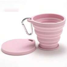 1 件可折叠硅胶杯，便携式户外旅行杯带盖，伸缩挂钩，礼物 - 彩色 - 查看 3