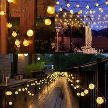 2025 Latest 20/50/100 LED Solar Powered Outdoor Crystal Ball Lights, 8 Modes Solar Fairy Lights, Bubble Ball Fairy Lights, Christmas Decor, Villa Garden New Year String Lights, Summer & Autumn - Universal