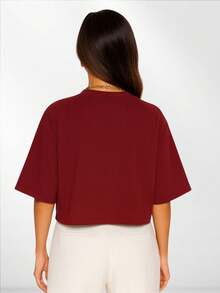 Oversized Women's Cropped - D00 - Maroon - View 2