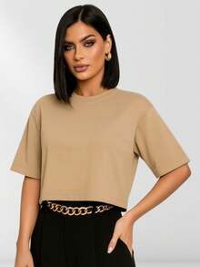 Oversized Women's Cropped - D00 - Beige - View 6