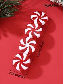 1pc/4pcs Women's Fashion Elegant Christmas Candy Decor Colorful Christmas Candy Pinwheel Lollipop Red White Green Black Red Hairclips, Suitable For Christmas Party Decoration And Wear, Hair Slide, Hair Barrettes