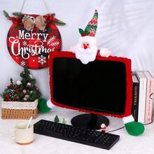 1 Pack Christmas Computer Monitor Border Cover TV Monitor Cover Elastic Laptop Computer Cover Santa Claus Elk Monitor Border Cover For Xmas Home Office Computer Decoration, Christmas - View 4