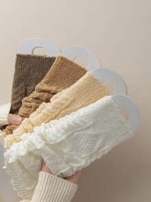 1/2/4 pares de calentadores de piernas versátiles y sencillos con patrón de rombos, estilo japonés retro, cálidos y lindos, para otoño/invierno, acogedores - Multicolor - Ver 6