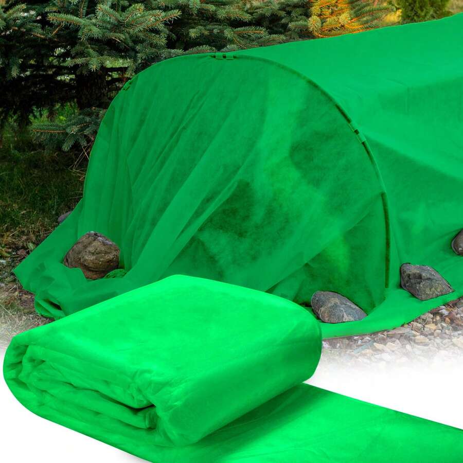 绿色植物覆盖物防霜防晒，厚防冻毯，可抵御 28°F 的低温，浮动行，花园织物材料，冬季防寒，园艺羽绒 - 綠色 - 查看 1