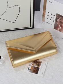 Glamouröse Abendtasche mit großer Kapazität, glänzender Kettenschulterriemen, modisches Klappendesign, luxuriöses strukturiertes Kunstleder, perfekt für verschiedene formelle Anlässe, ideales Accessoire für Hochzeiten und Partyveranstaltungen - Gold - Übersicht 4