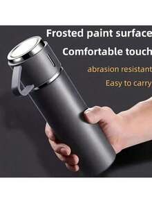 SOKANY A Set Of Main Cups Of 500ml-With 2 Additional Matching Small Cups, Stainless Steel Cup Set, Heat Insulation, Leak-Proof, Can Be Used To Hold Hot And Cold Drinks-Ideal For Travel, Business And School-Water Bottles, Outdoor Supplies, Sports Water Bottles - Black - View 1