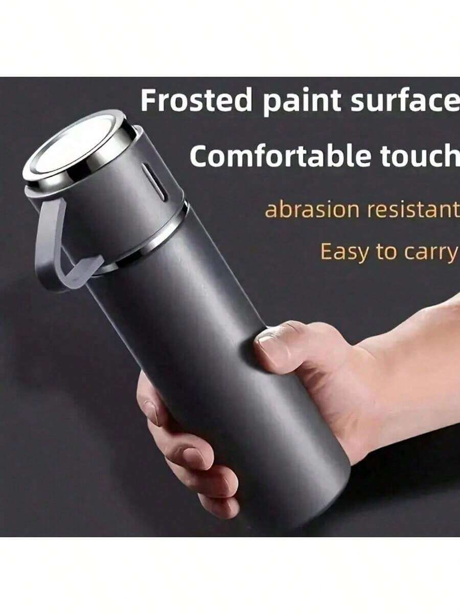 SOKANY A Set Of Main Cups Of 500ml-With 2 Additional Matching Small Cups, Stainless Steel Cup Set, Heat Insulation, Leak-Proof, Can Be Used To Hold Hot And Cold Drinks-Ideal For Travel, Business And School-Water Bottles, Outdoor Supplies, Sports Water Bottles - Black - View 1