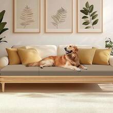 HANDONTIME 8Pcs Patio Cushion Covers Stretch Outdoor Couch Cover Cushions Outdoor Furniture Waterproof Patio Furniture Cover Pets Sofa Covers Washable (Khaki,Cover Only) - A:卡其色 - 查看 6