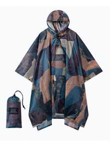 3-In-1 Multifunctional Hooded Rain Poncho For Adults With Neckline Buttons, Portable Raincoat With Pockets, Lightweight Rain Jacket For Women And Men Outdoor Activities