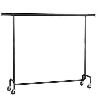 SONGMICS Portant à Vêtements avec Roulettes, Tringle Extensible pour Charge Lourde, Capacité de Charge 110 kg, 45 x (160-200) x 162,9 cm, Porte-manteau, en Métal, Chromé, Noir Mat