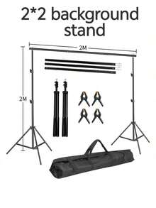 1 Set Adjustable Photography Backdrop Stand Kit, 2 Tripods, 4 Clips, Connectable Crossbars And Carrying Bag, Sizes 2*2/2*3/2.6*3/2.8*3m, Suitable For New Year, Wedding, Party Photography, Projection And Movie Screen Frame, Event Decoration - Black - View 12