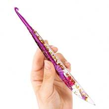 1支/3支/9支装新款树脂花卉图案加长金属单头钩针，实心铝制编织针，适用于DIY编织，2毫米-6毫米 - 彩色 - 查看 18