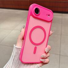 Magnetic Luxury Matte Translucent Armor Shockproof Case Compatible With IPhone 17 Pro Max 17 Air 16 16e 15 14 Plus 12 13 11 Pro Max Wireless Charge Cover - Hot Pink - View 9