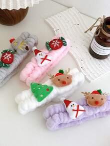 1pc High-Elastic Christmas (Women's Coral Fleece Headscarf Style) – Suitable For Assisting Both Men And Women In Facial Cleansing, And Can Also Be Used As Christmas Home Decor And Christmas Head Decoration,Gifts,Travel,Gifts For Women,Hair Stuff,Stocking Stuffers