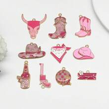 20 piezas de dijes de vaquero estilo occidental con esmalte para hacer joyas, dijes colgantes de metal con tema de vaquero en forma de bota y sombrero de vaquero de colores para hacer aretes, collares y llaveros DIY
